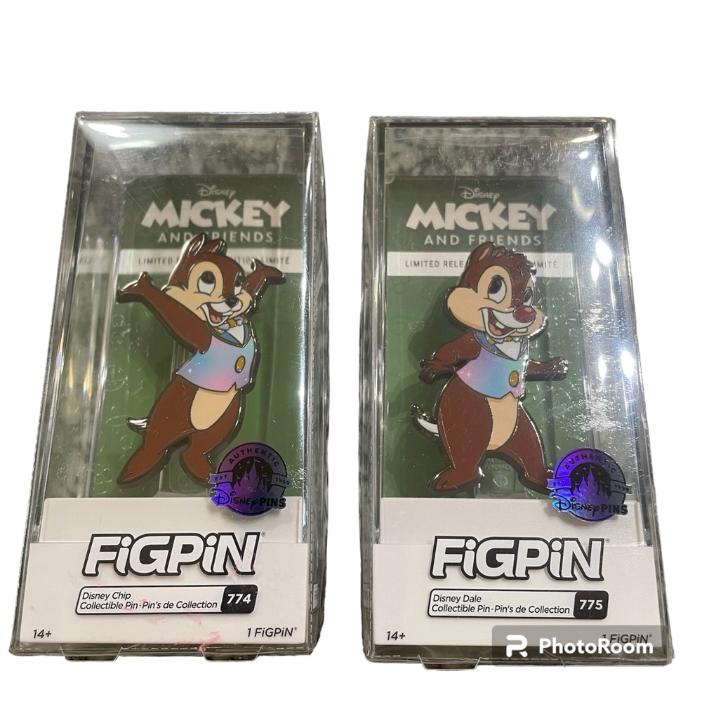 New Disney Parks 2023 Figpin Chip & Dale 50th Anniversary #774 & #775